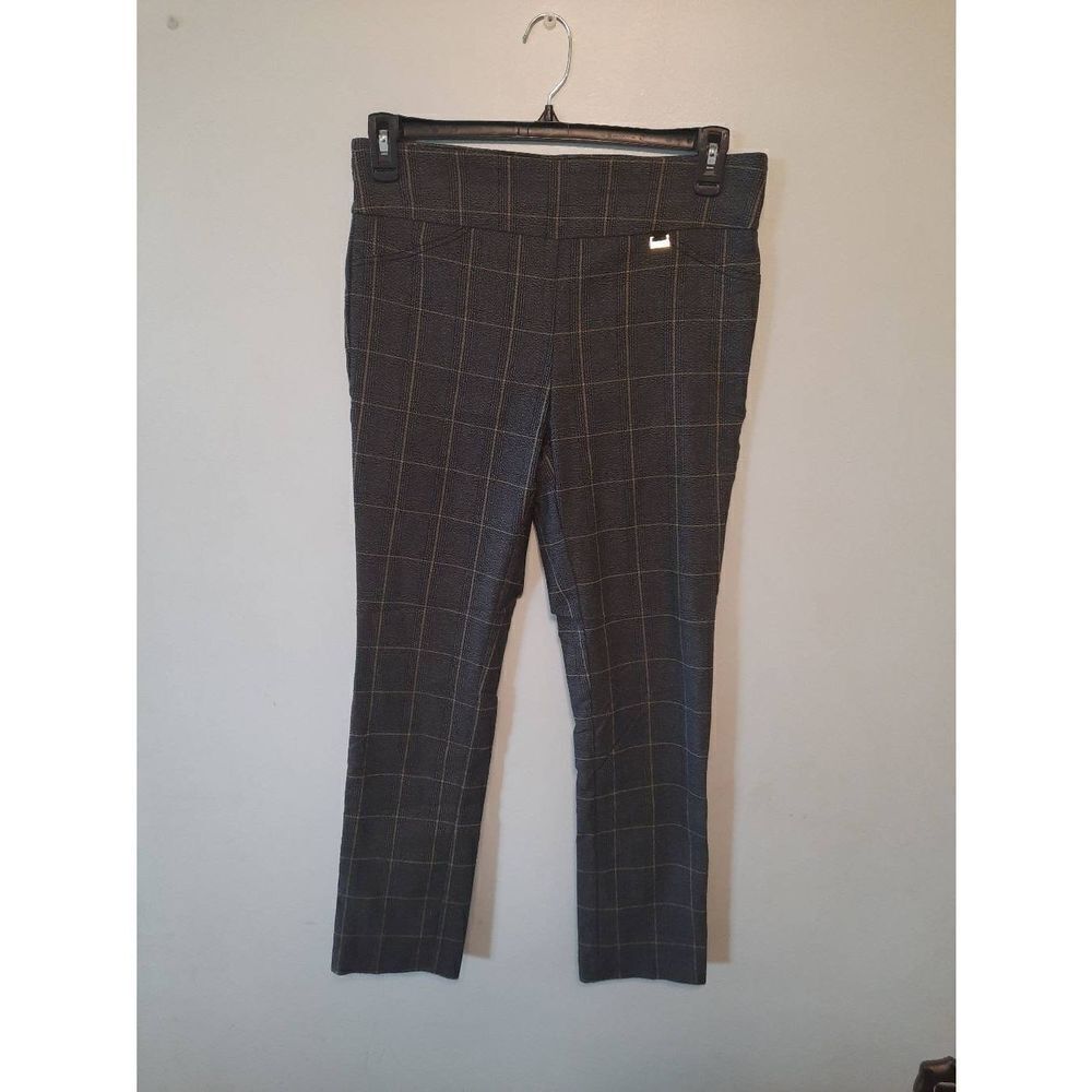 Anne Klein Size 10 Gray Plaid Dress Pants